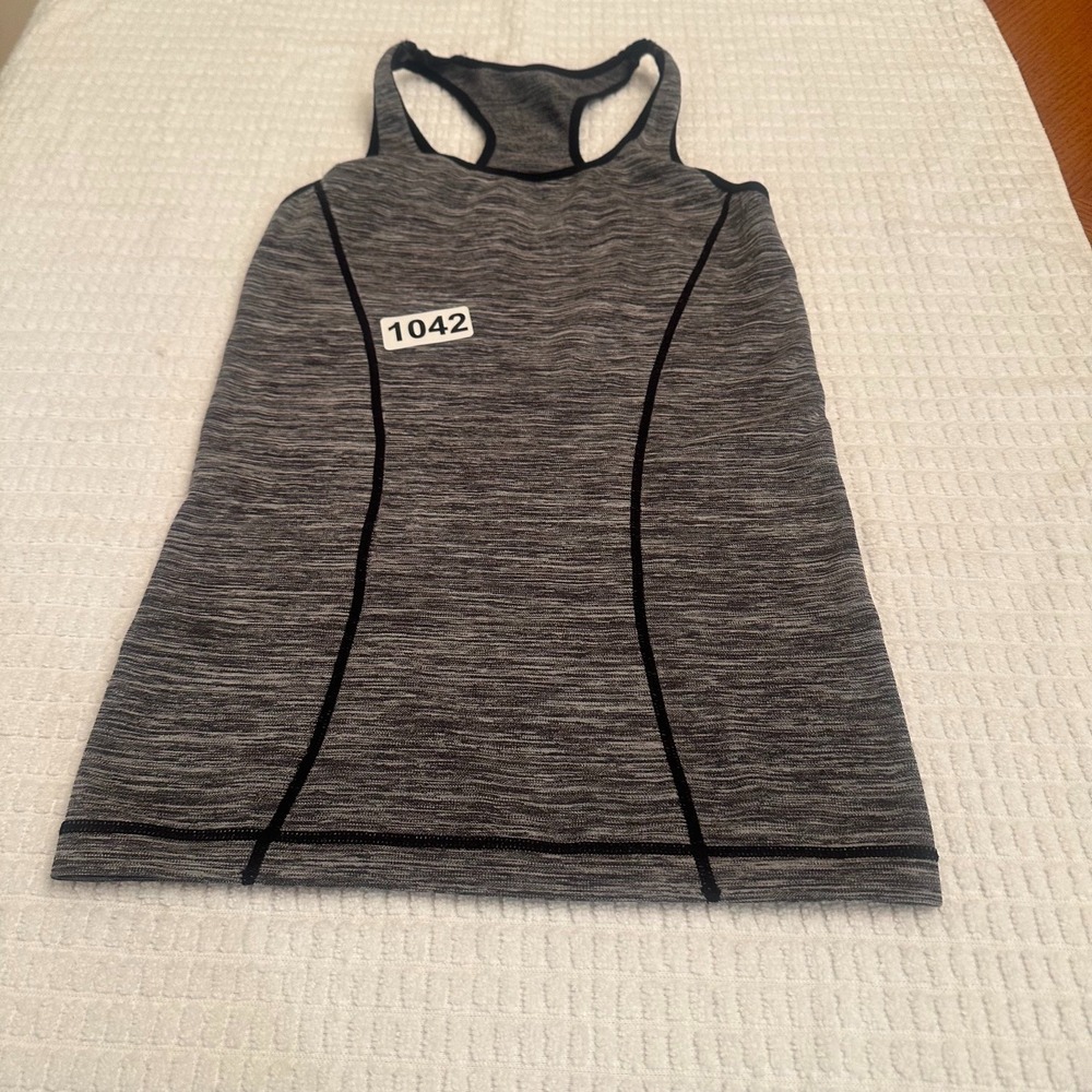 Racerback Tank Top Womens Small Heather Gray Athletic Workout Activewear Trim